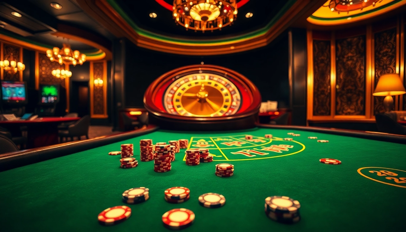 Exciting gaming scene at 888new casino, featuring blackjack tables, roulette wheels, and poker chips.