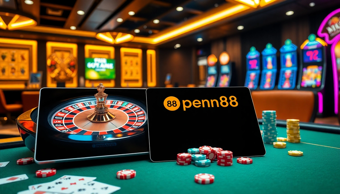 Experience thrilling games at open88.ninja, featuring roulette, poker, and vibrant casino visuals.