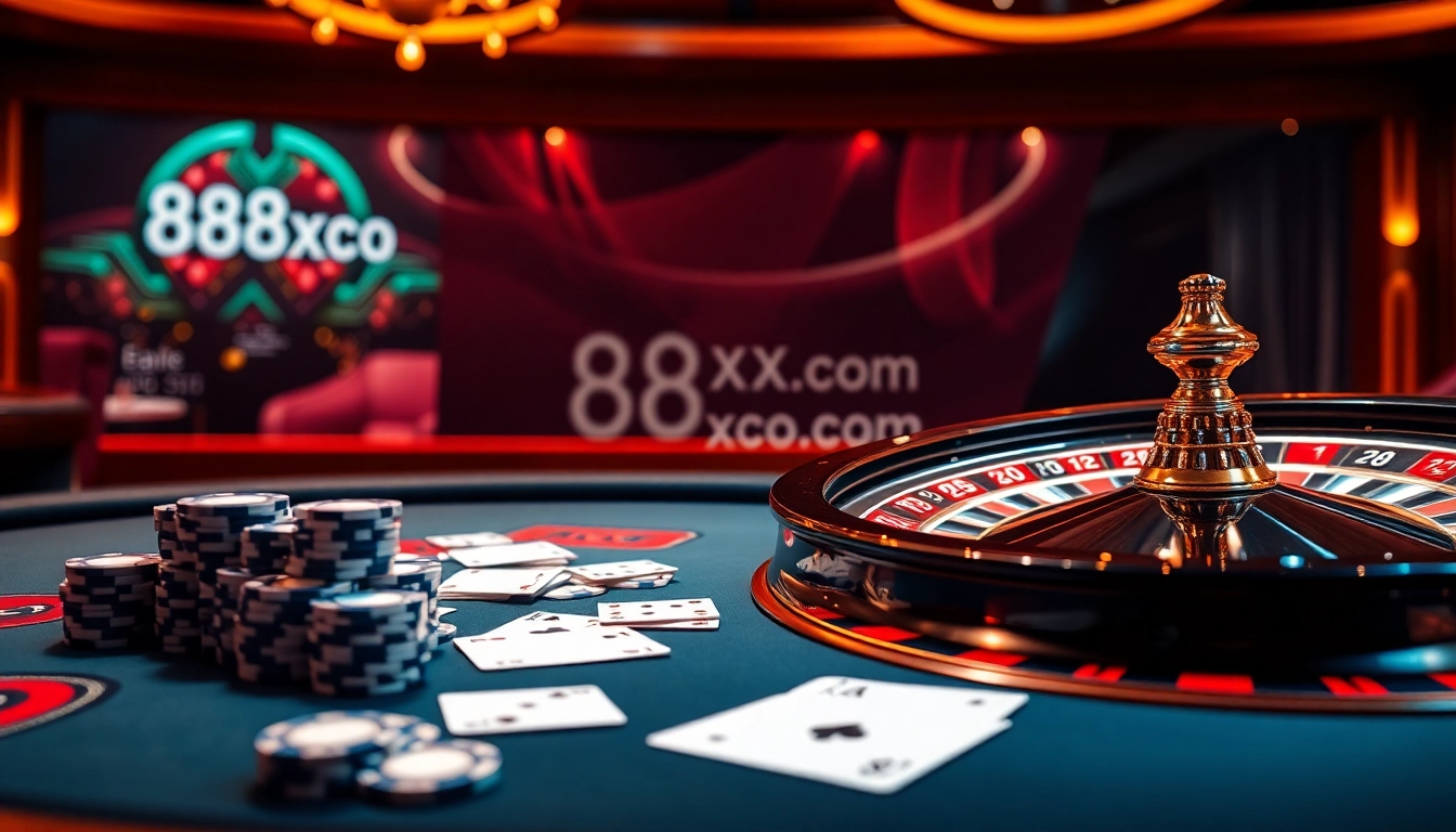 Experience high-stakes poker at 88xx.co.com with polished chips and an engaging roulette wheel.