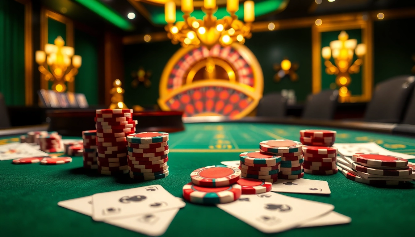 Engage in thrilling gameplay at 789P's luxurious gaming tables filled with vibrant poker chips and cards.