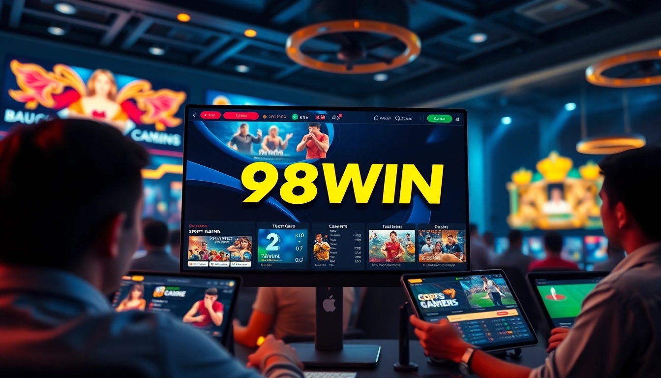 Vibrant online gambling interface showcasing 98WIN games and user-friendly design.