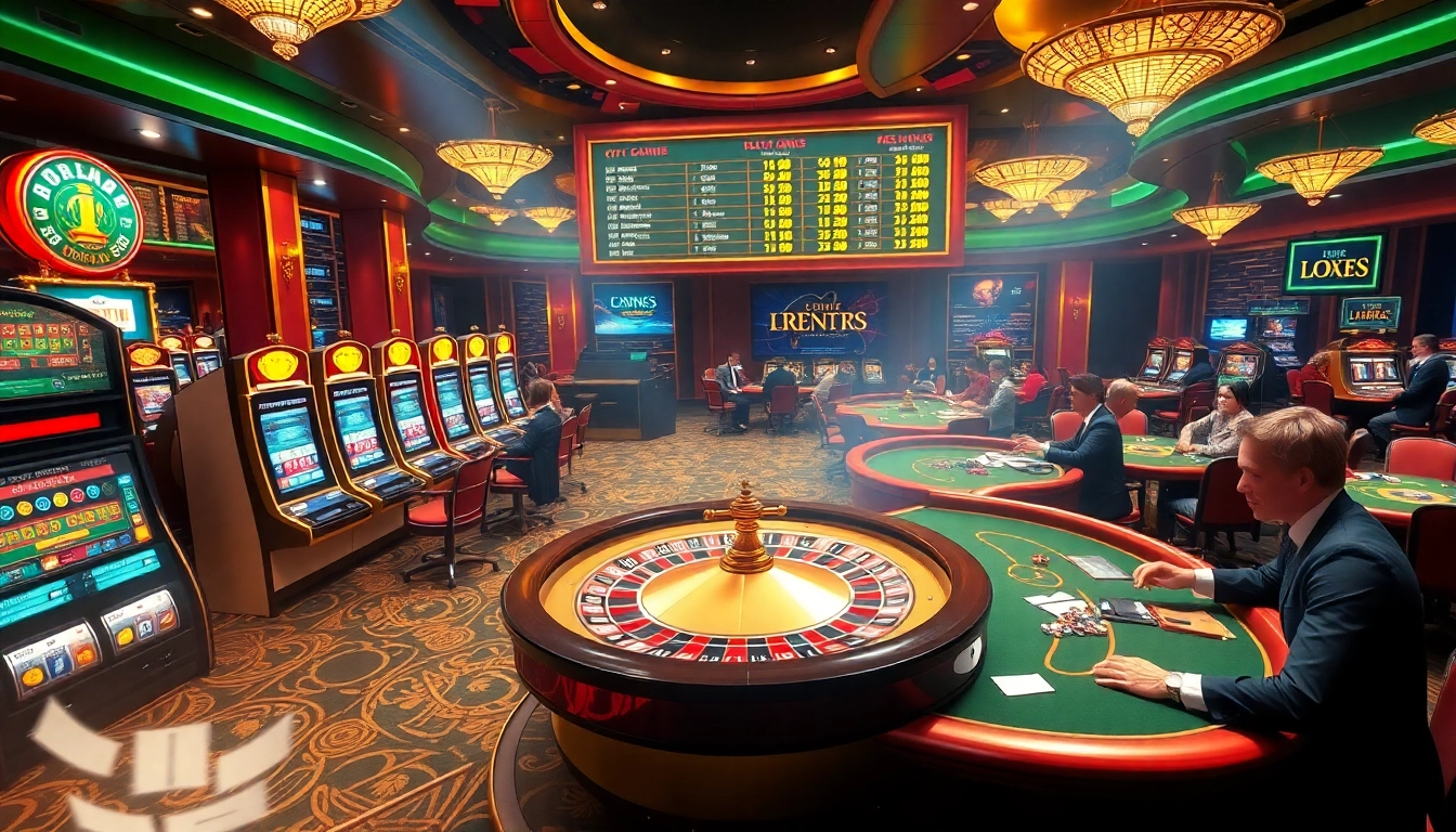 Exciting gaming experience at https://tg88.cafe/ featuring slot machines and poker tables.