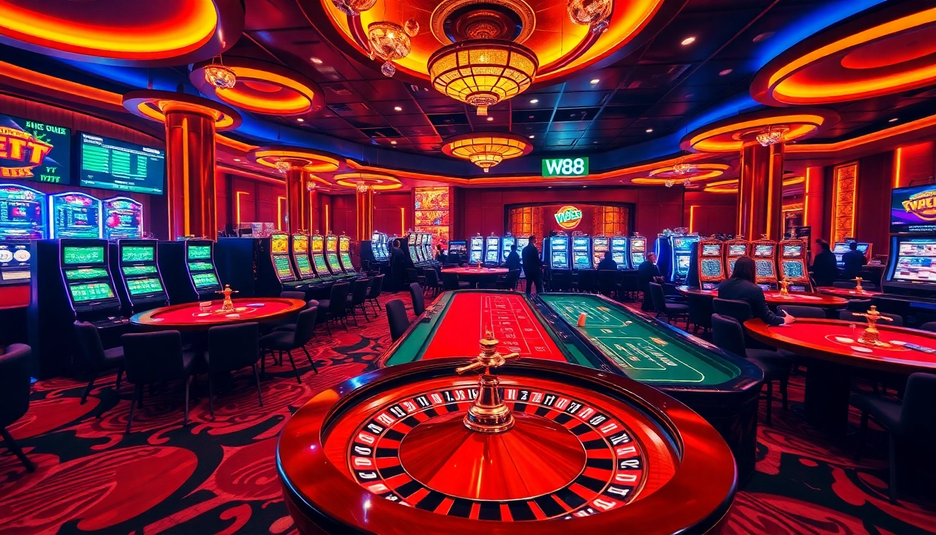 Experience W88's exciting casino ambiance with vibrant games and strategic betting.