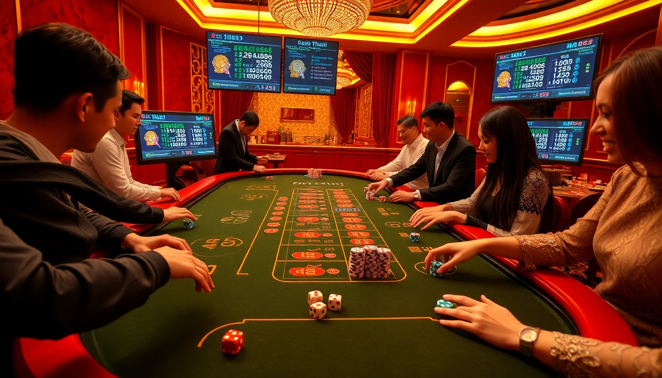 Tài xỉu MD5 gaming table with vibrant colors, inviting players for an exciting betting experience.