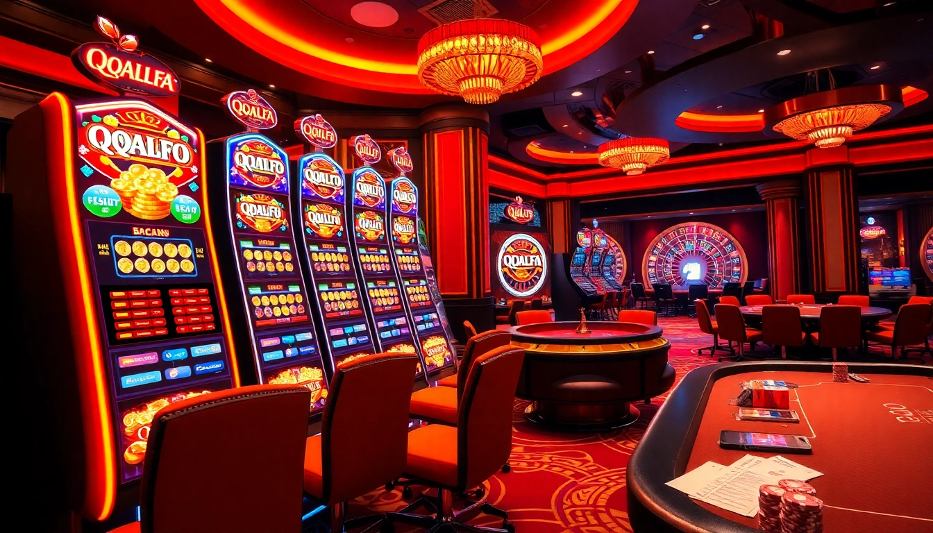Experience the thrill of QQALFA with vibrant slot machines and casino games highlighting winning streaks.