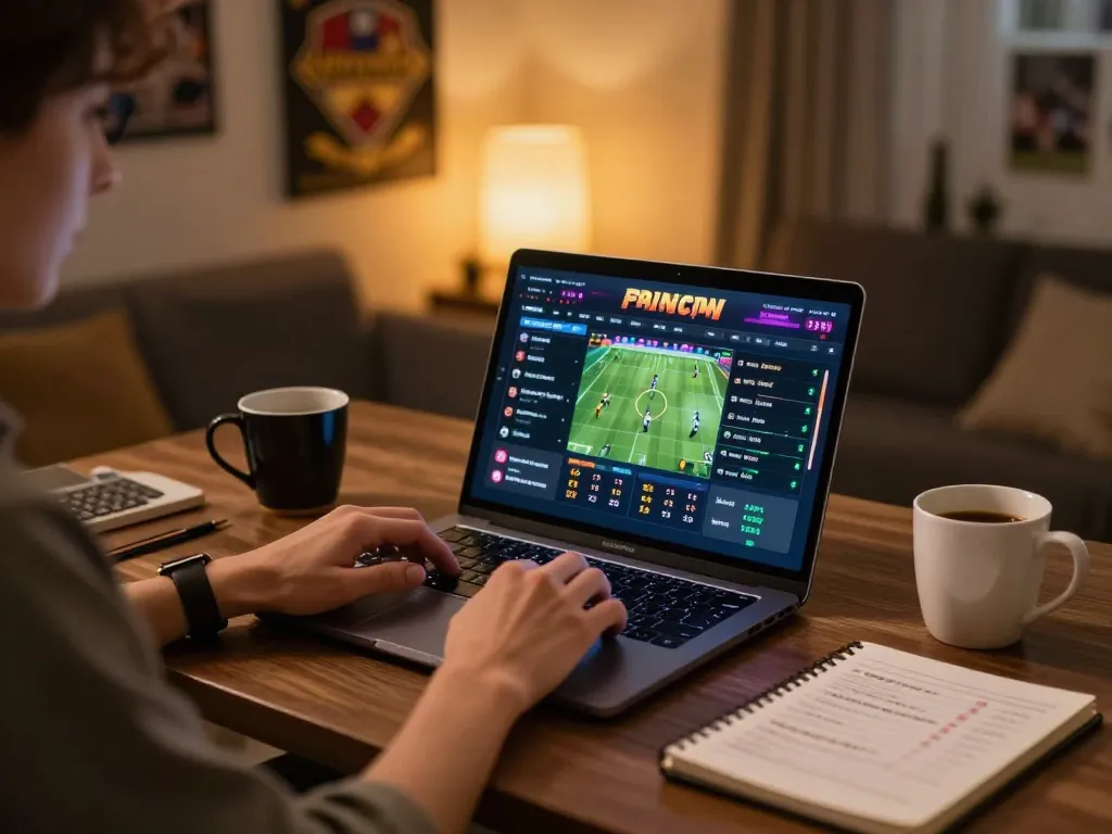 58win player preparing for sports betting with strategies in a cozy setup