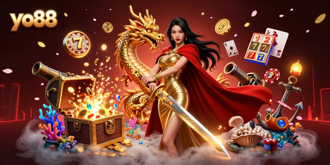 Spin the reels with yo88 and win gold in this captivating casino scene packed with treasures and excitement.