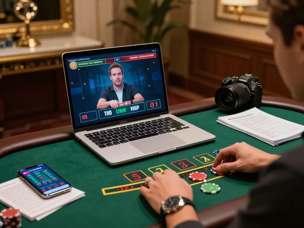 hitclub363 player strategizing in live dealer blackjack with elegant setup at home