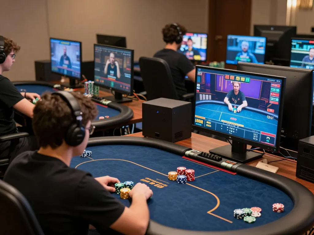 LLWIN online poker gameplay with players strategizing in a modern setup.