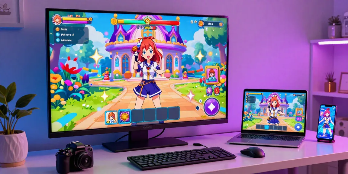 Engaging scene of an ecchi simulator game with a vibrant anime character highlighting gaming interaction.