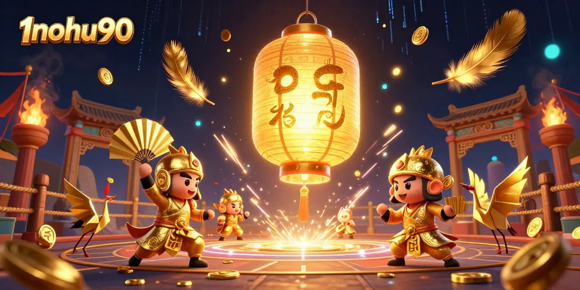 Experience exhilarating gameplay with 1nohu90's vibrant casino scene featuring a glowing lantern spirit and gold elements.