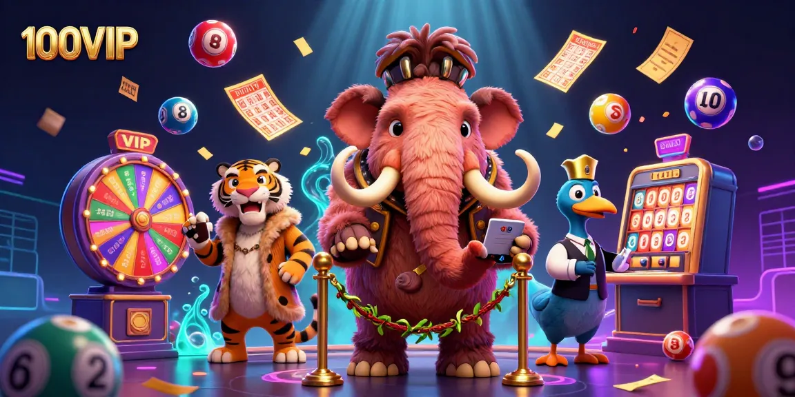Engage with 100VIP's exciting gaming experience featuring a vibrant casino scene with colorful elements.