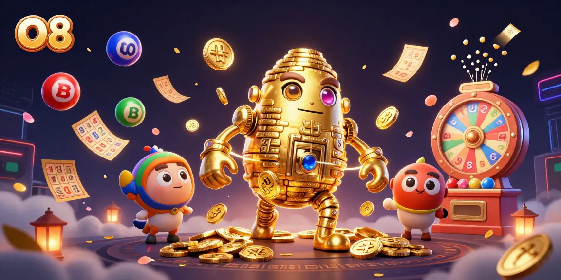 O8 offers a thrilling scene with a golden golem and vibrant game elements that capture the excitement of online gambling.