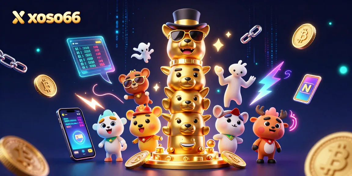 Join the excitement with xoso66 as animated totem poles and crypto coins light up the lottery scene.